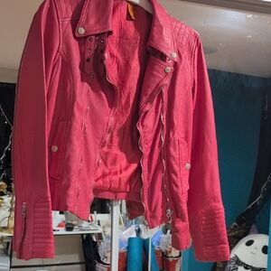 Vibrant Pink Leather Jacket for Women